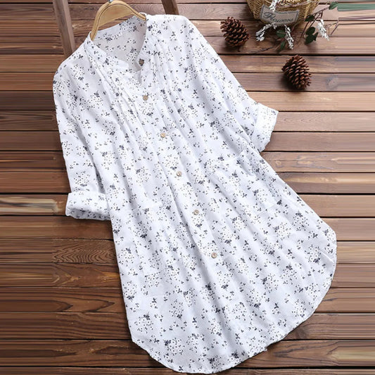 Plus Size Women Autumn Floral Long Sleeve Tunic T-Shirt Blouse Oversized Ladies Winter Casual Loose Tops Clothes Clothing 2023