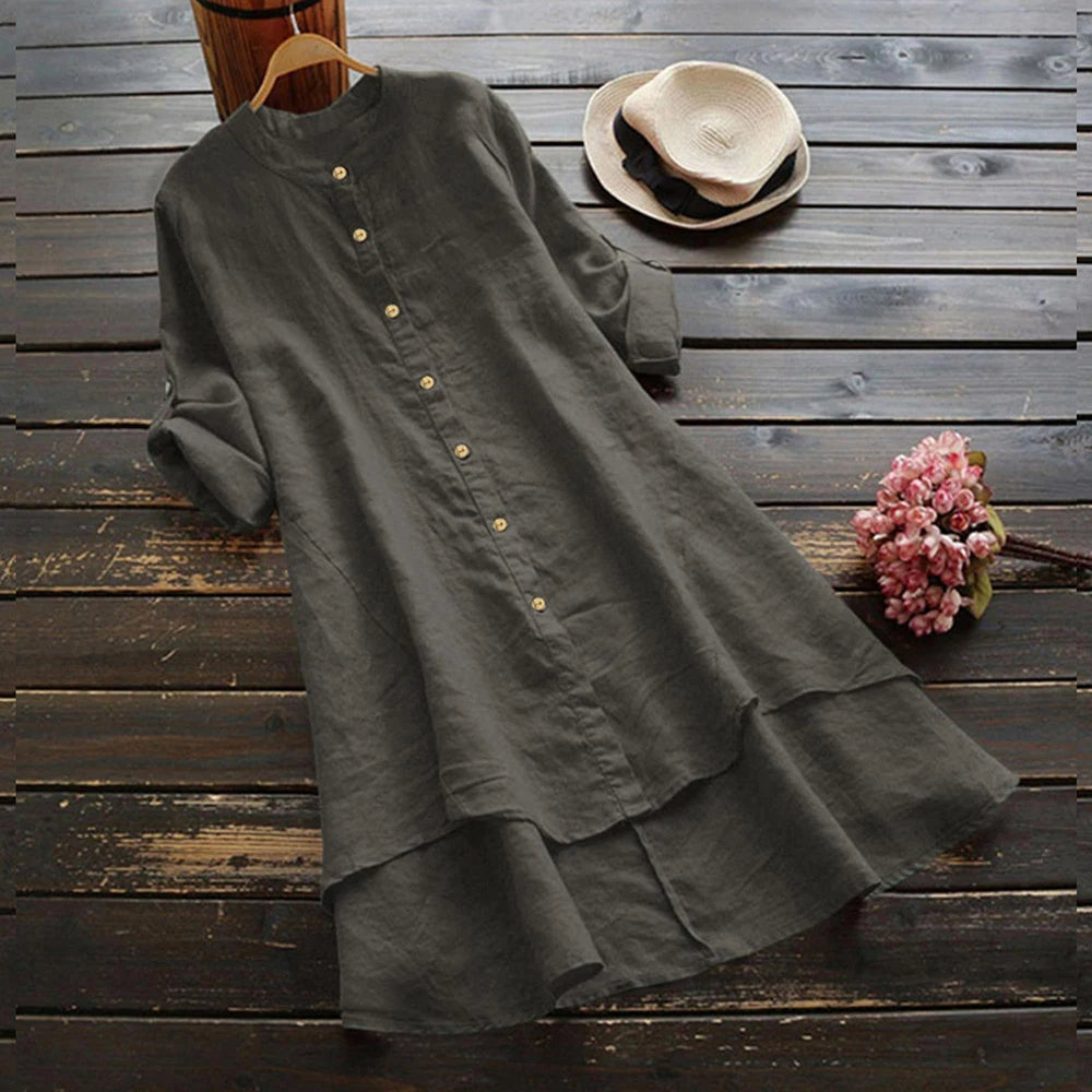 Women's Autumn O-Neck Cotton Linen Baggy T-Shirt Tops Clothes Oversized Ladies Casual Blouse Tee Clothing L-5XL Plus Size 2023